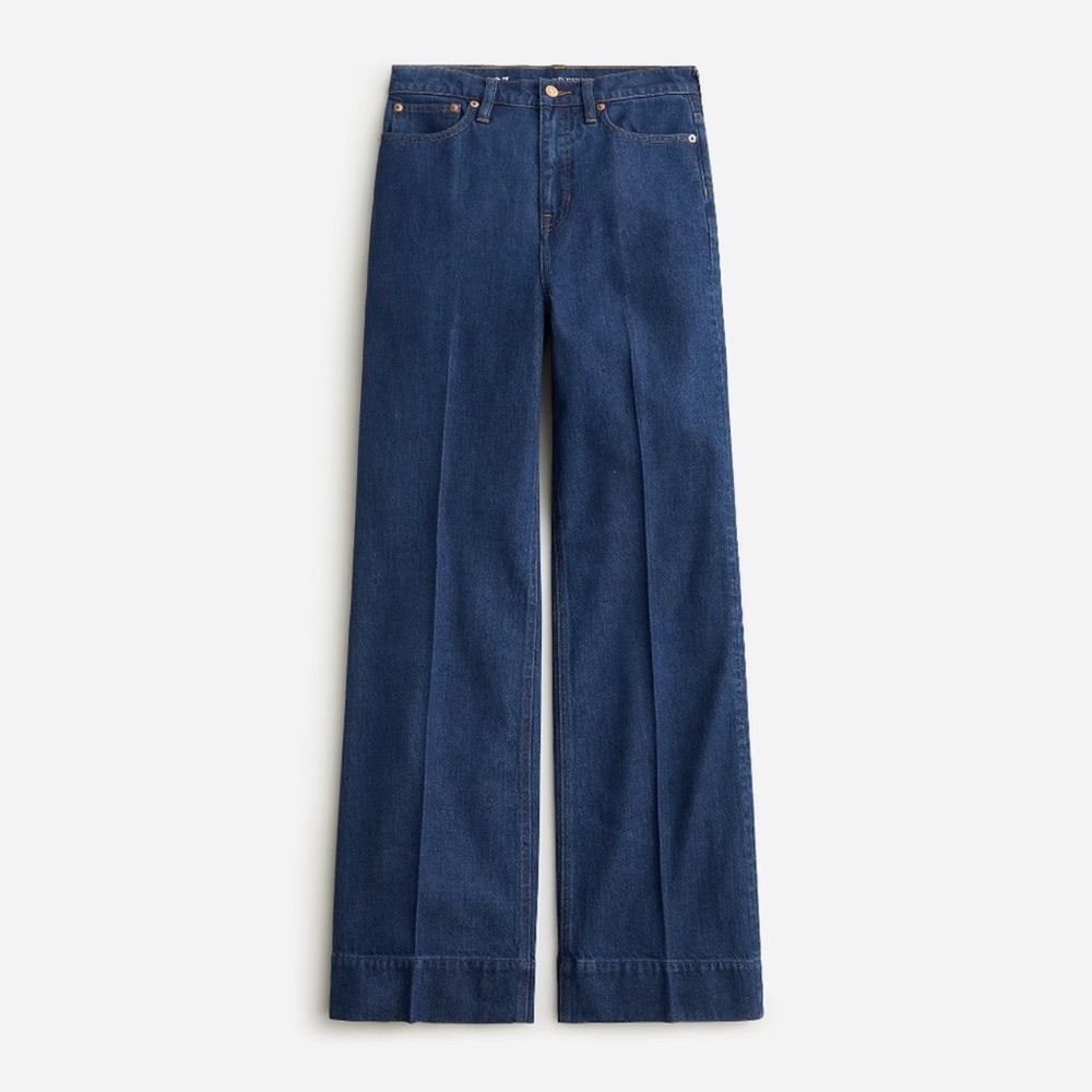 J Crew Wide Leg Denim Trouser Pants in Fiorellas Wash Women's Size 35 - Picture 3 of 8